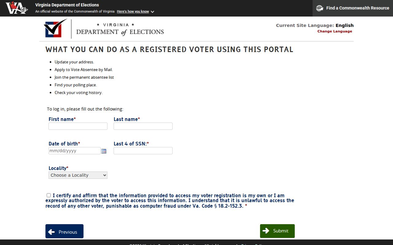 Chesterfield residents directory Virginia voter lookup form
